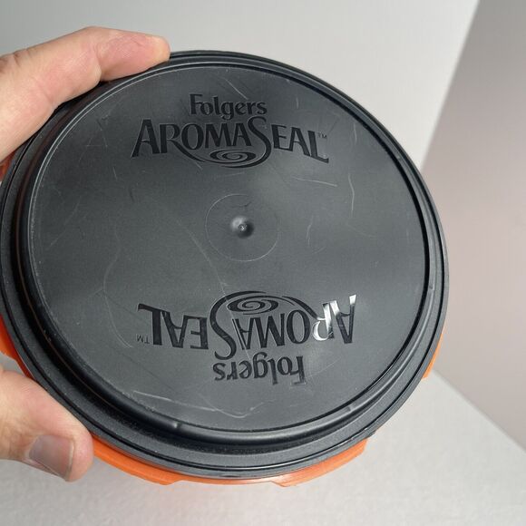 Folgers AromaSeal Vintage Tupperware 11” Tall Orange Black Lid Coffee Rare - Picture 3 of 15